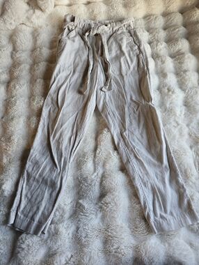 Banana Republic Light Beige Drawstring Linen Pants